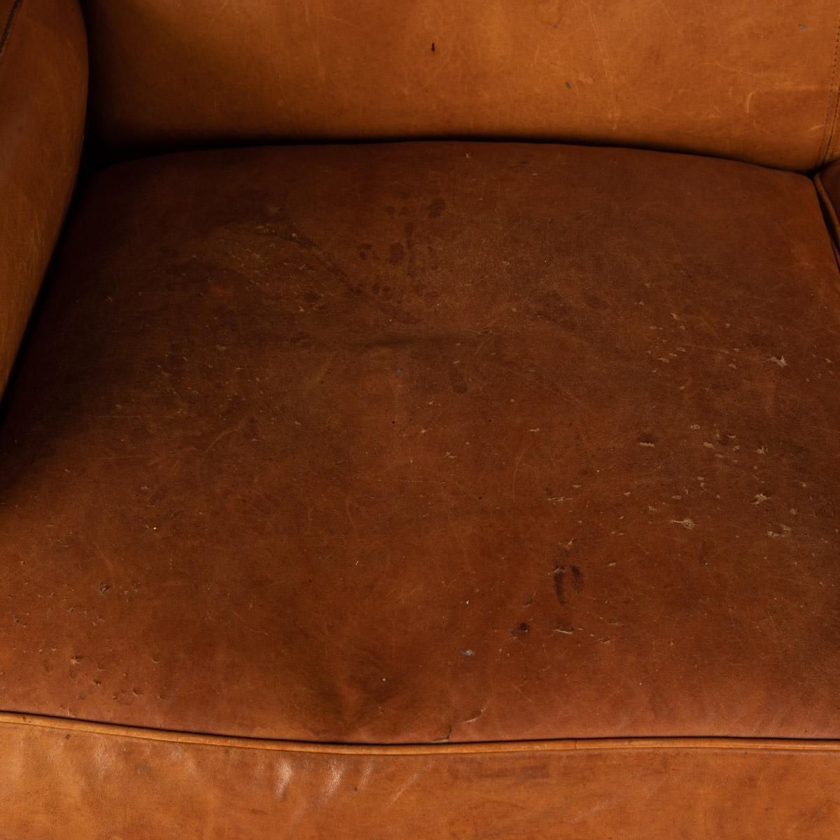 photo for sale 20th Century France Two Seater Tan Sheepskin Leather Sofa