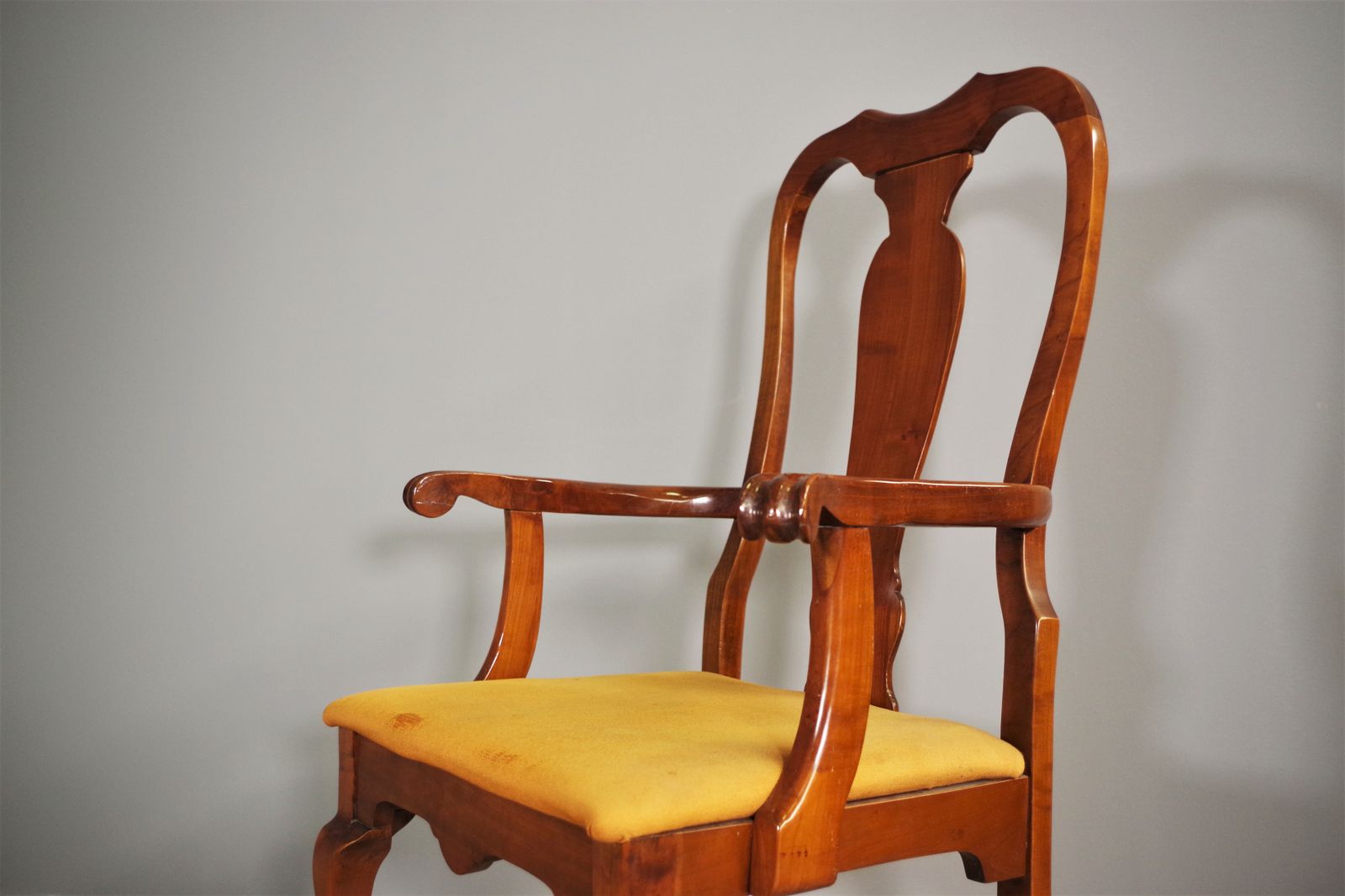 Original Antique Queen Anne Armchair, In Mahogany And Leather photo furniture