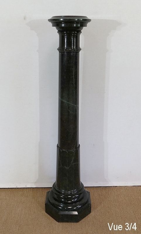photo vintage Column With Turntable In Green Sea Marble, 2nd Half Of The 19th Century