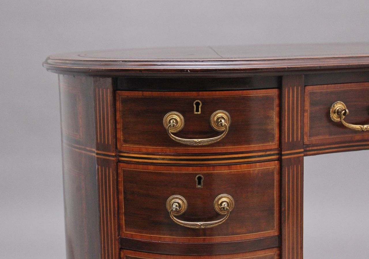 19th Century Inlaid Mahogany Kidney Shaped Desk photo for sale