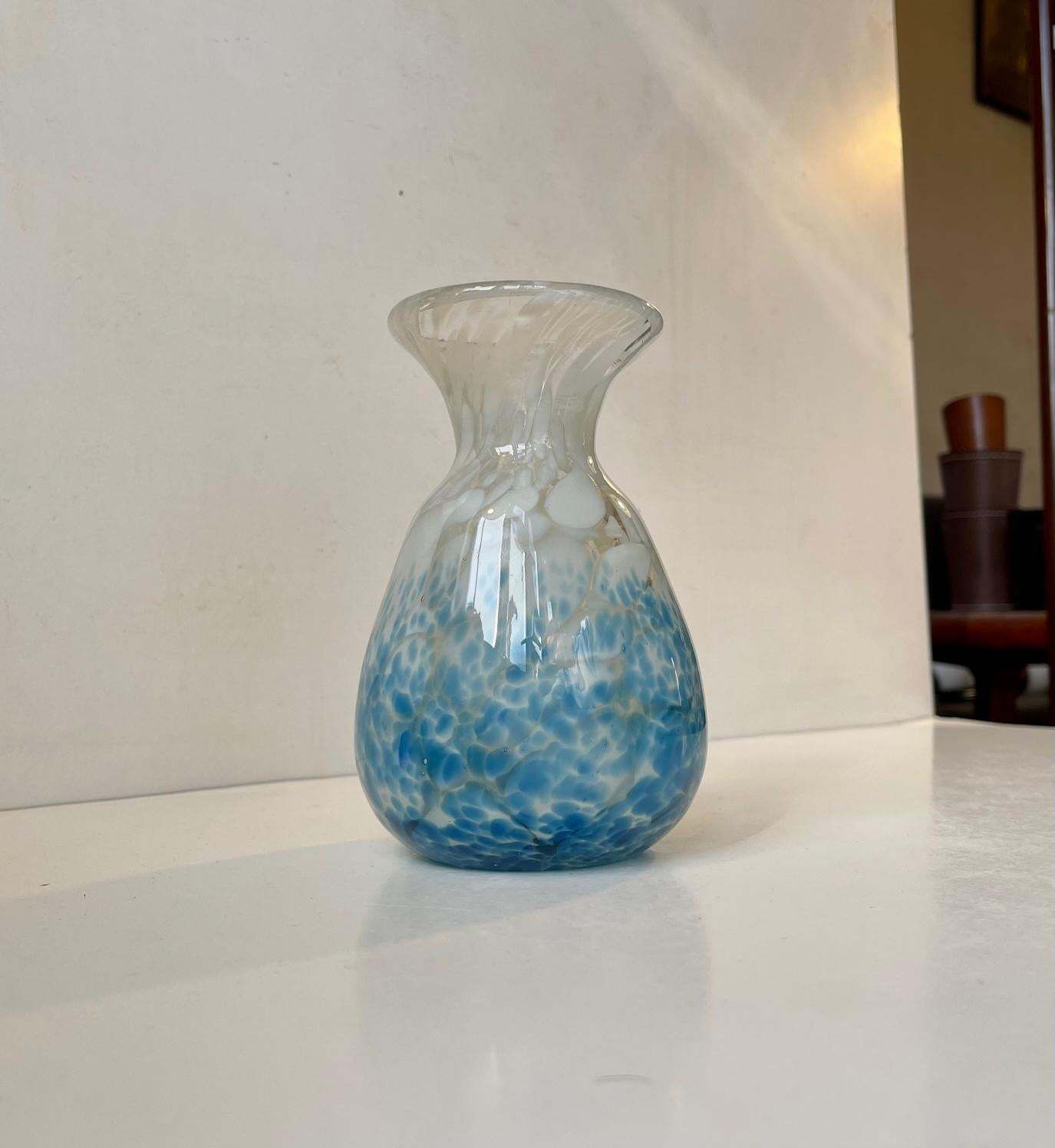 Bohemian Art Deco Vase In Blue Spatter Glass, Antonin Rükl & Sons, 1930s photo furniture