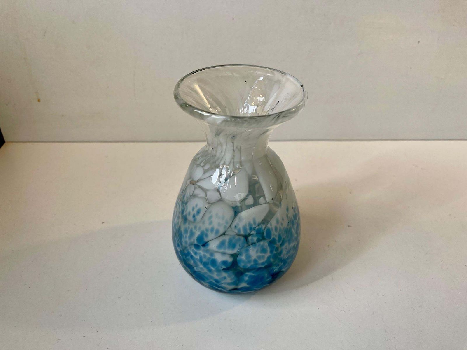 Bohemian Art Deco Vase In Blue Spatter Glass, Antonin Rükl & Sons, 1930s photo for sale