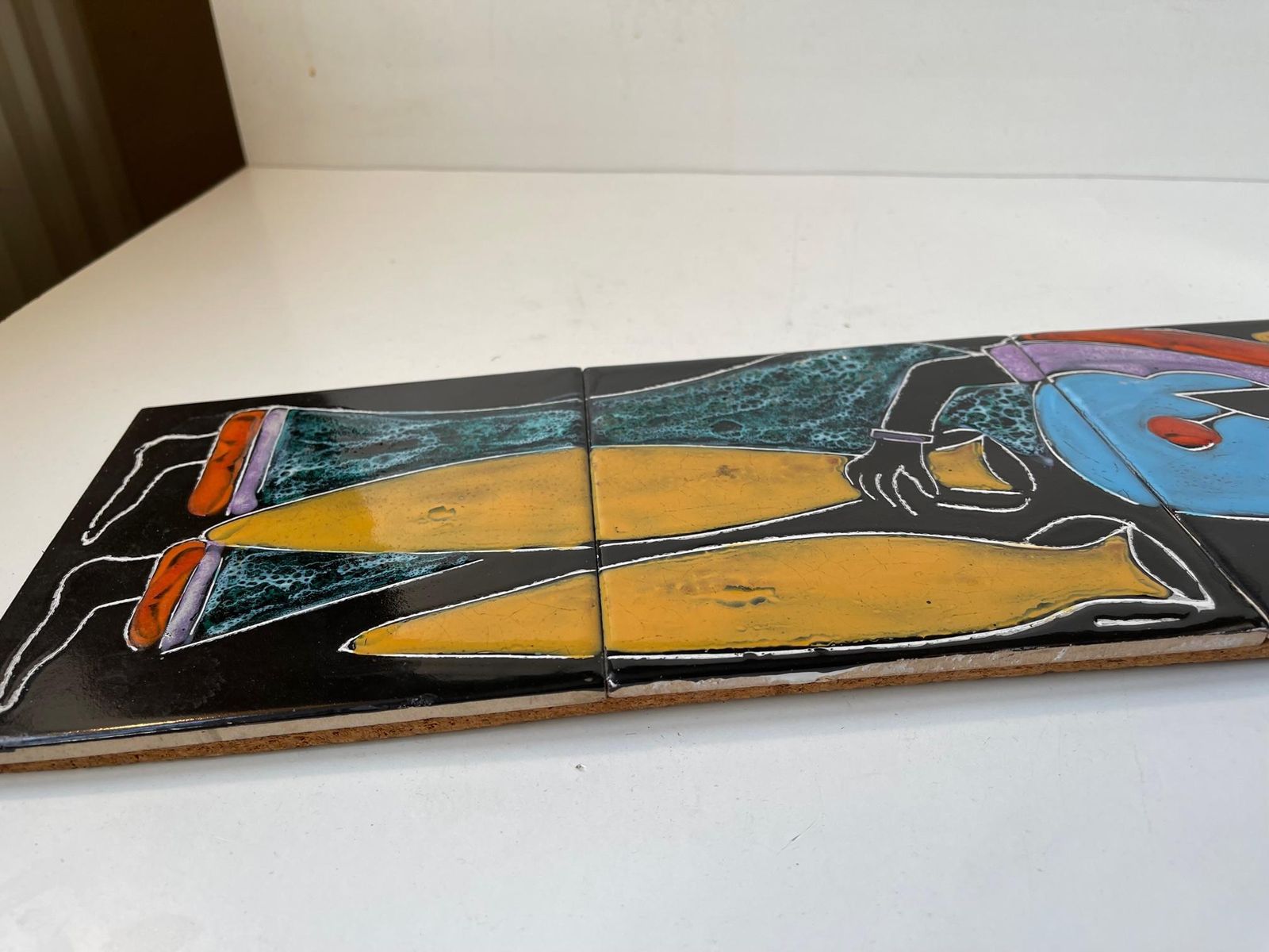 Italian Ceramic Wall Plaque Of African Water Woman, 1970s photo for sale