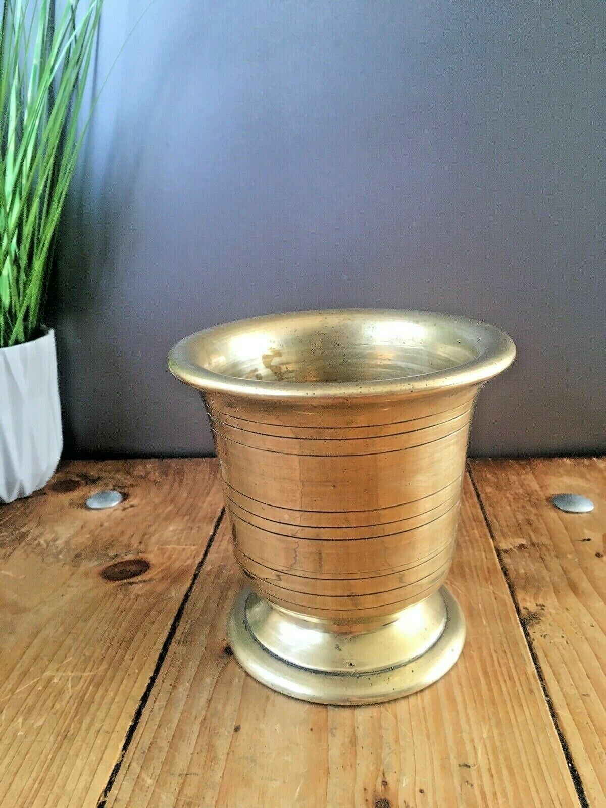 5kg Antique 19th C French Apothecary Brass Bronze Pestle & Mortar Kitchenalia photo vintage