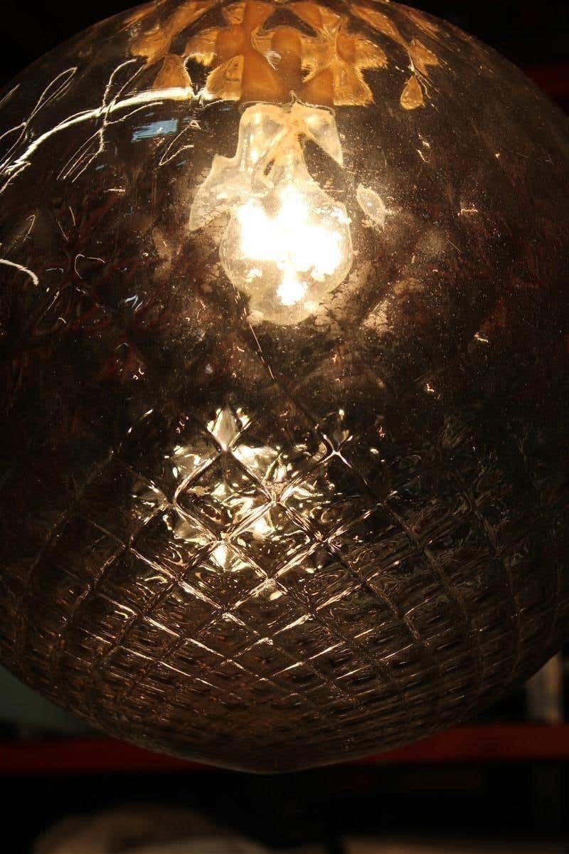 2615.0 Chandelier Ball Murano Glass Venini Italian Design Brass Chain Gold 1960s photo