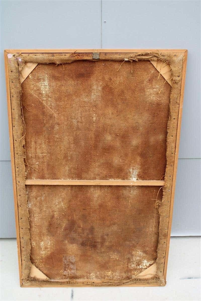 photo for sale Oil Abstract Painting Materic On Canvas Sack 1950 Italian Design Multicolor