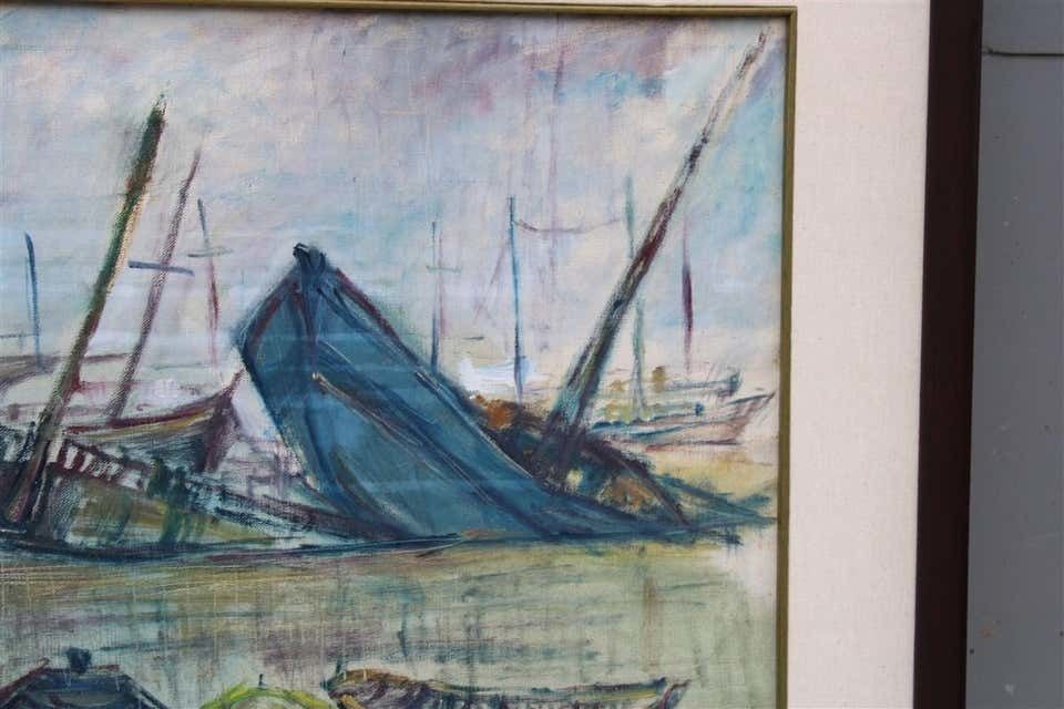 Oil Painting Rainer Kriester 1960 With Children Cala Di Palermo Very Rare Work photo vinterior