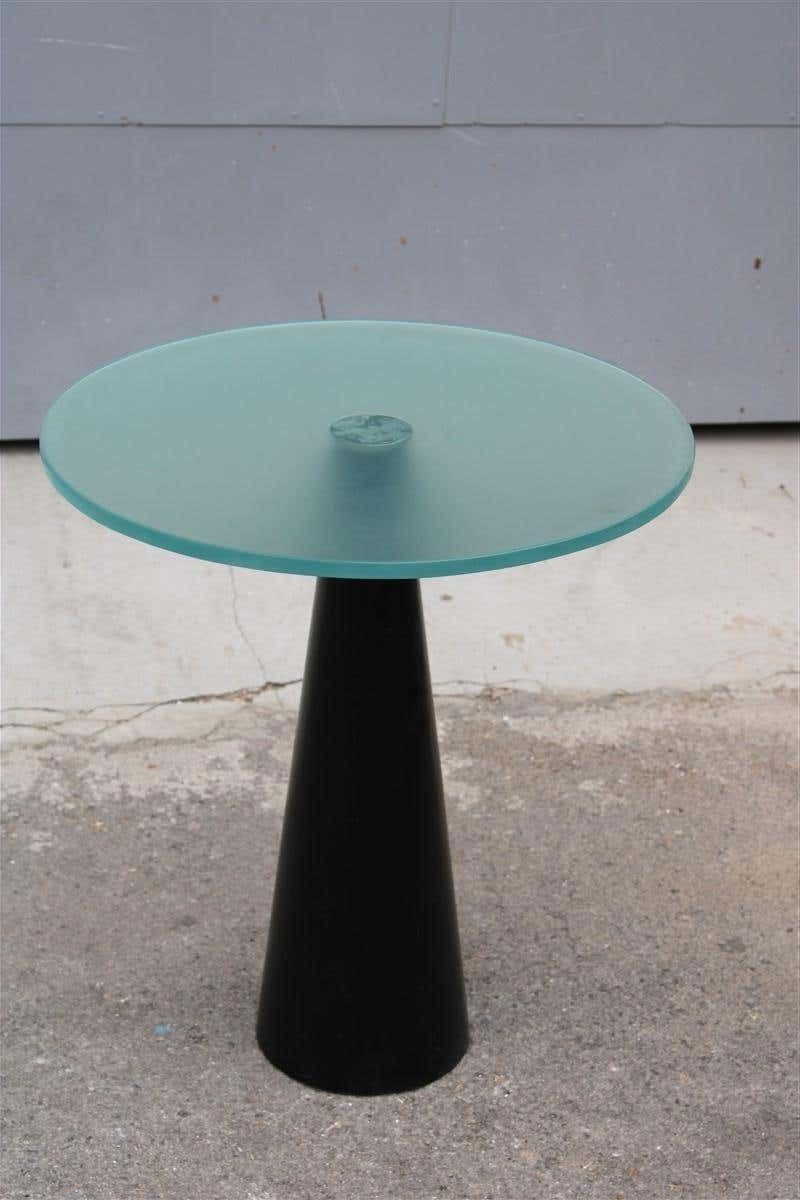 Coffe And Cocktail Table 1980 Black Piramid Satin Glass Top Italian Design photo furniture