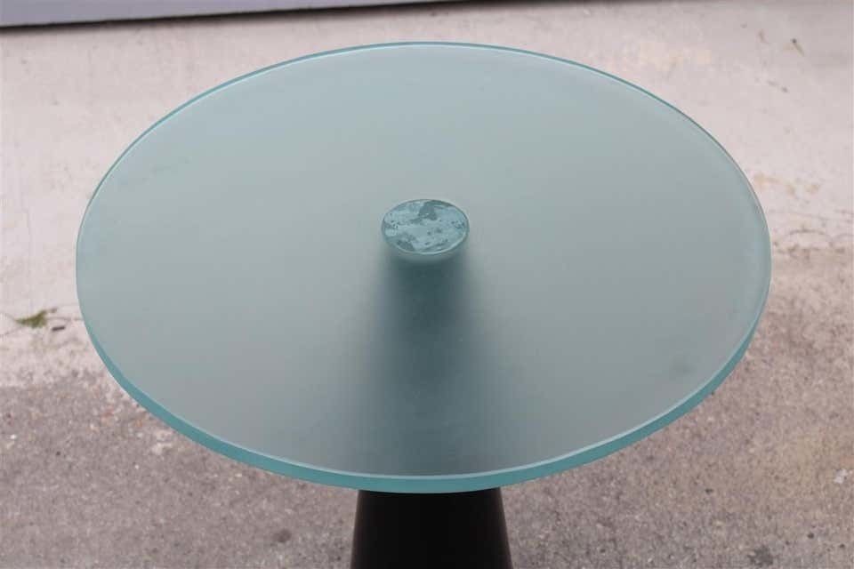 Coffe And Cocktail Table 1980 Black Piramid Satin Glass Top Italian Design photo for sale