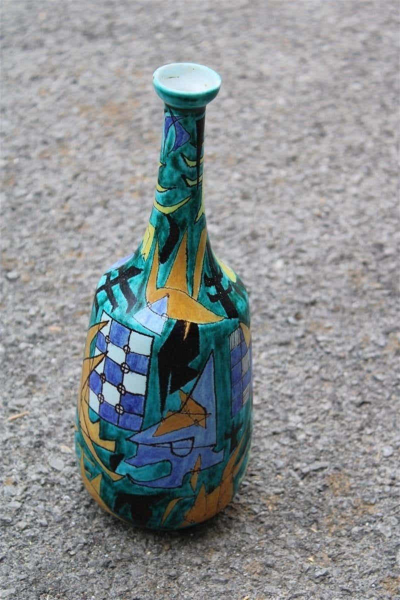 Bottle Ceramic Castelli Futuristic 1961 Multicolor Italian Design Di Simone photo for sale