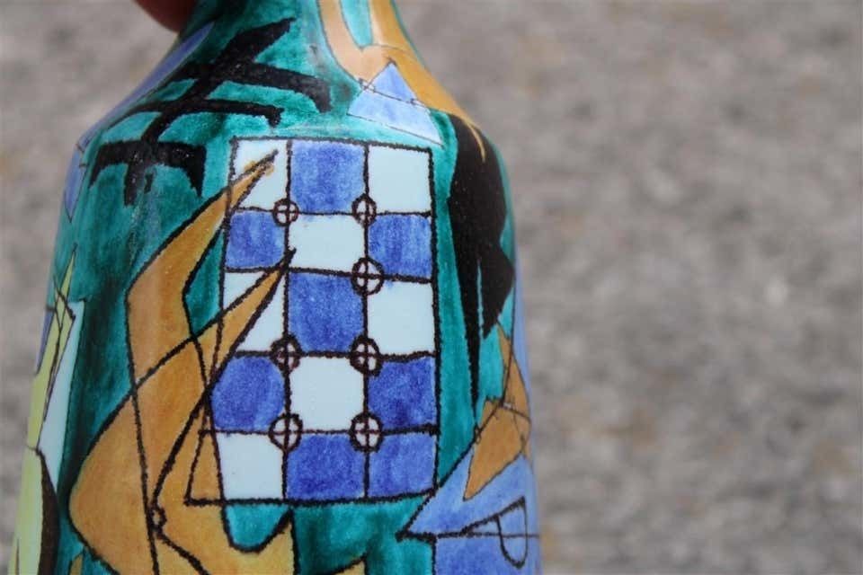 photo for sale Bottle Ceramic Castelli Futuristic 1961 Multicolor Italian Design Di Simone