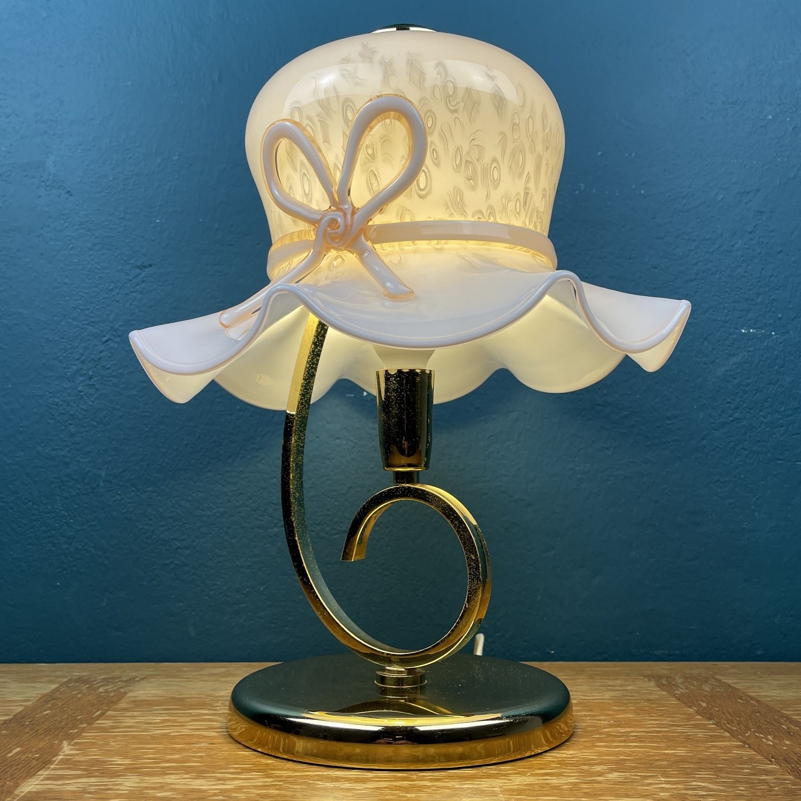 Pink Murano Table Lamp Italy 1980s Woman's Hat Murano Lamp photo furniture