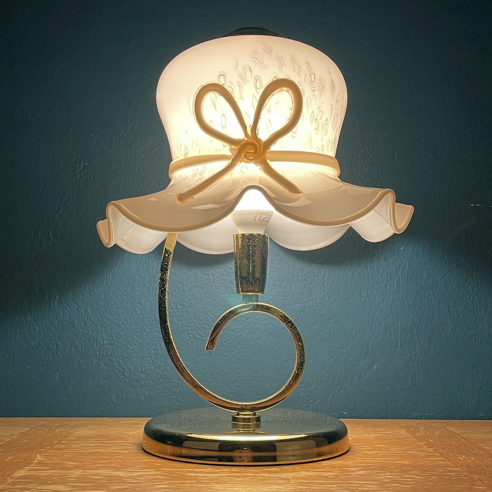 Pink Murano Table Lamp Italy 1980s Woman's Hat Murano Lamp photo vinterior