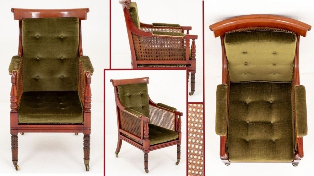 William IV Bergere Chair   Antique Mahogany 19th Century