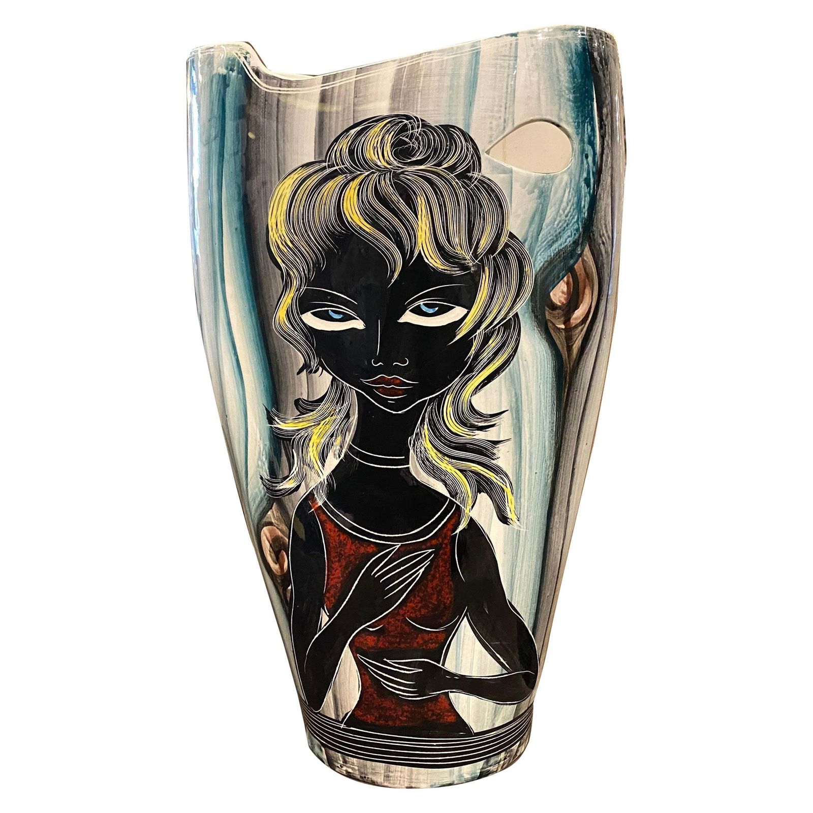 1950s Mid Century Modern Ceramic Italian Umbrella Stand