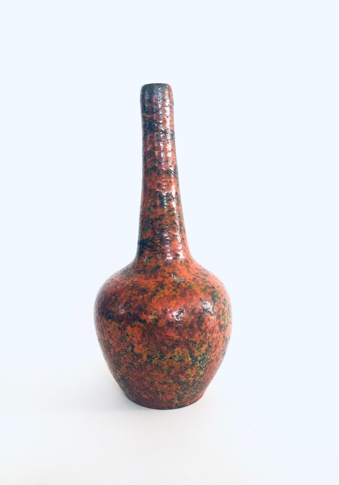 Midcentury Art Studio Pottery Tall Fluted Hooped Vase Hungary 1960's photo furniture