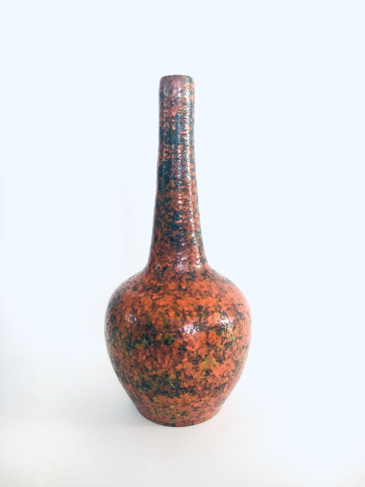 photo furniture Midcentury Art Studio Pottery Tall Fluted Hooped Vase Hungary 1960's