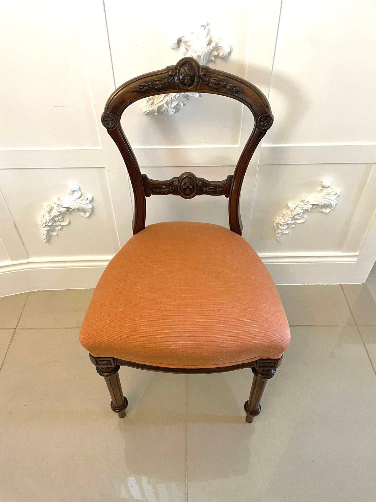 Set Of Four Quality Antique Victorian Carved Walnut Dining Chairs photo for sale