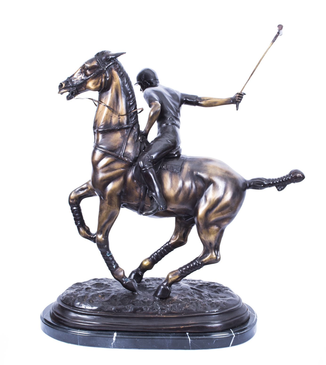 Vintage Bronze Polo Player Galloping Horse Sculpture  20th Century photo vinterior