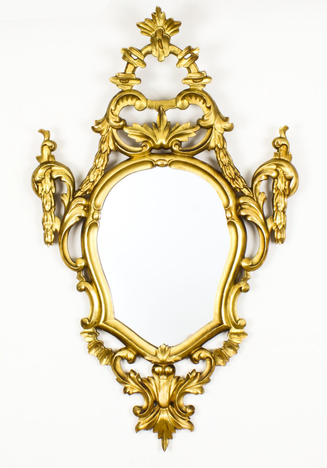 Antique Pair Florentine Rococo Giltwood Mirrors 19th Century  102x63cm photo for sale