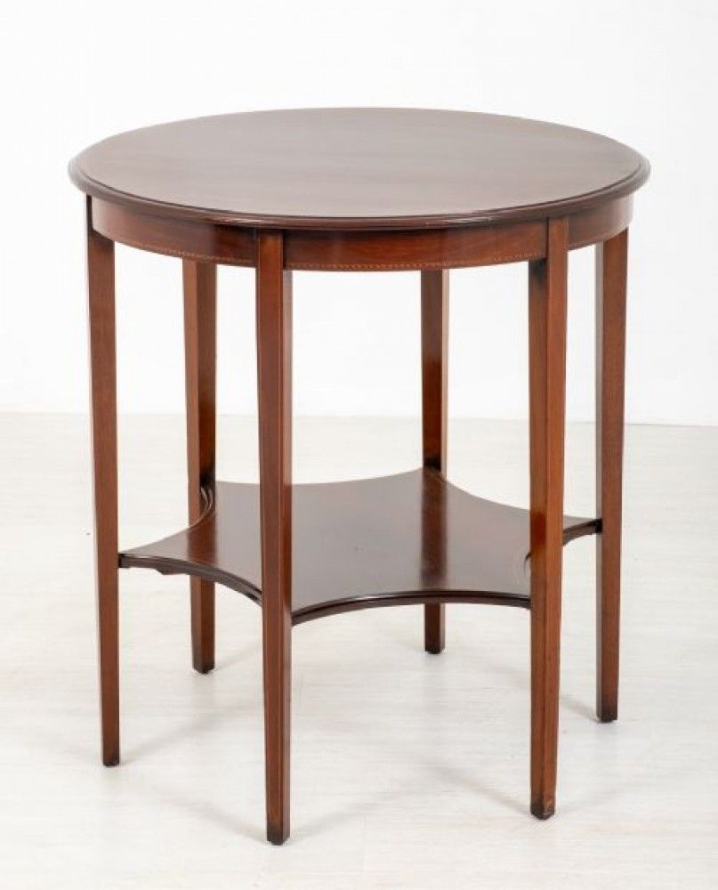 Sheraton Revival Table   Antique Mahogany Centre Tables 1890