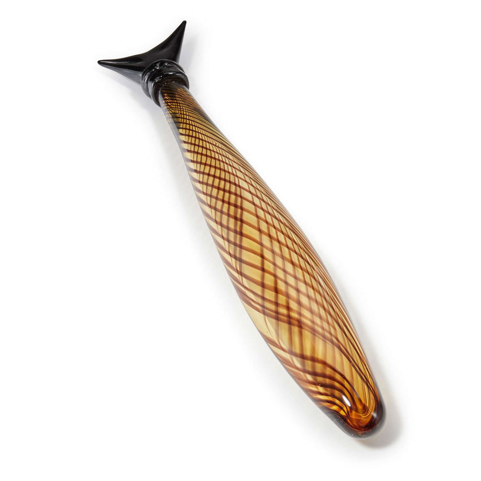 Elongated Murano Fish Sculpture 1950 In Reticello Glass photo buy