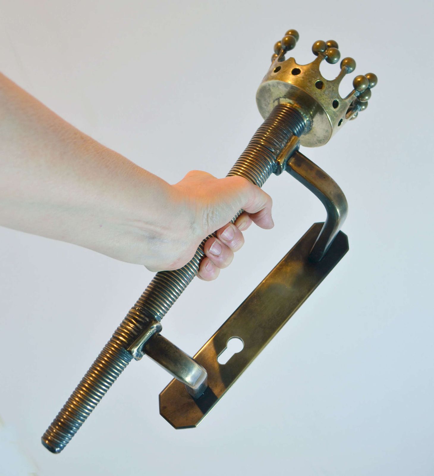 Large Push And Pull Bronze Door Handle With Regal Torch photo Home Fixtures