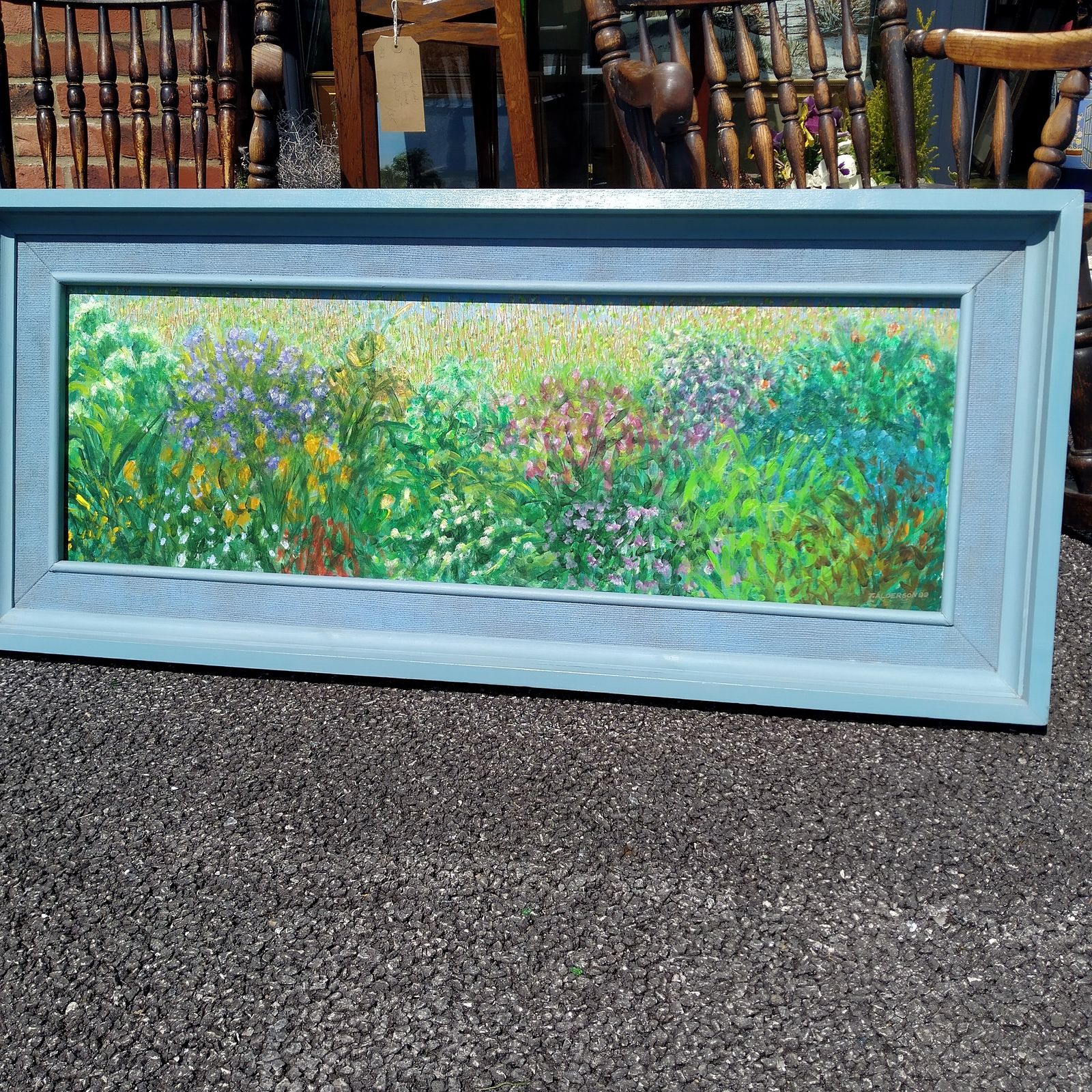 Colouful Acrylic On Board "Wild Border" By Durham Artist Tom Alderson 1920 2010