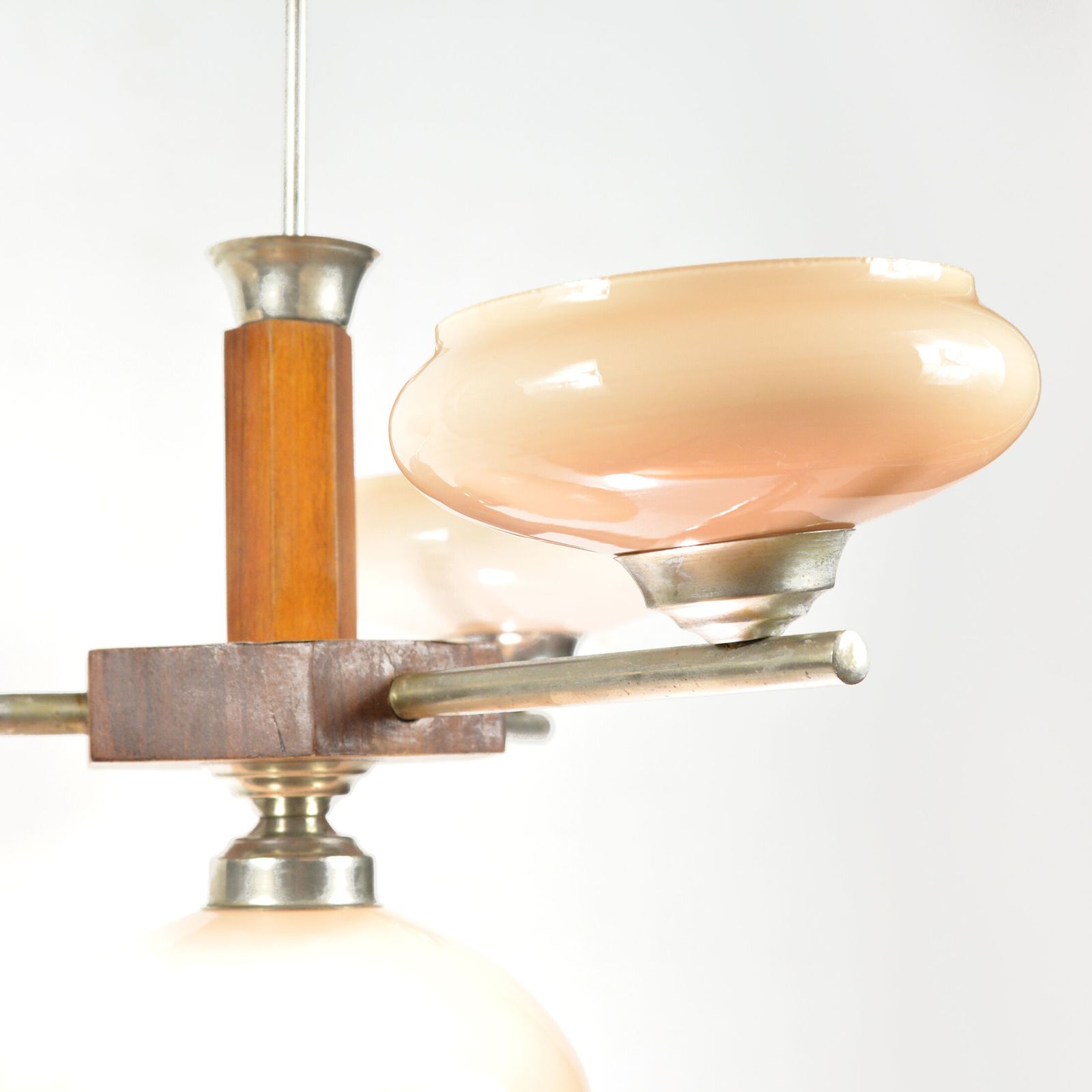 photo vintage 1950s Art Deco Chandelier Spółdzielnia Pracy Metal Kraków, Poland
