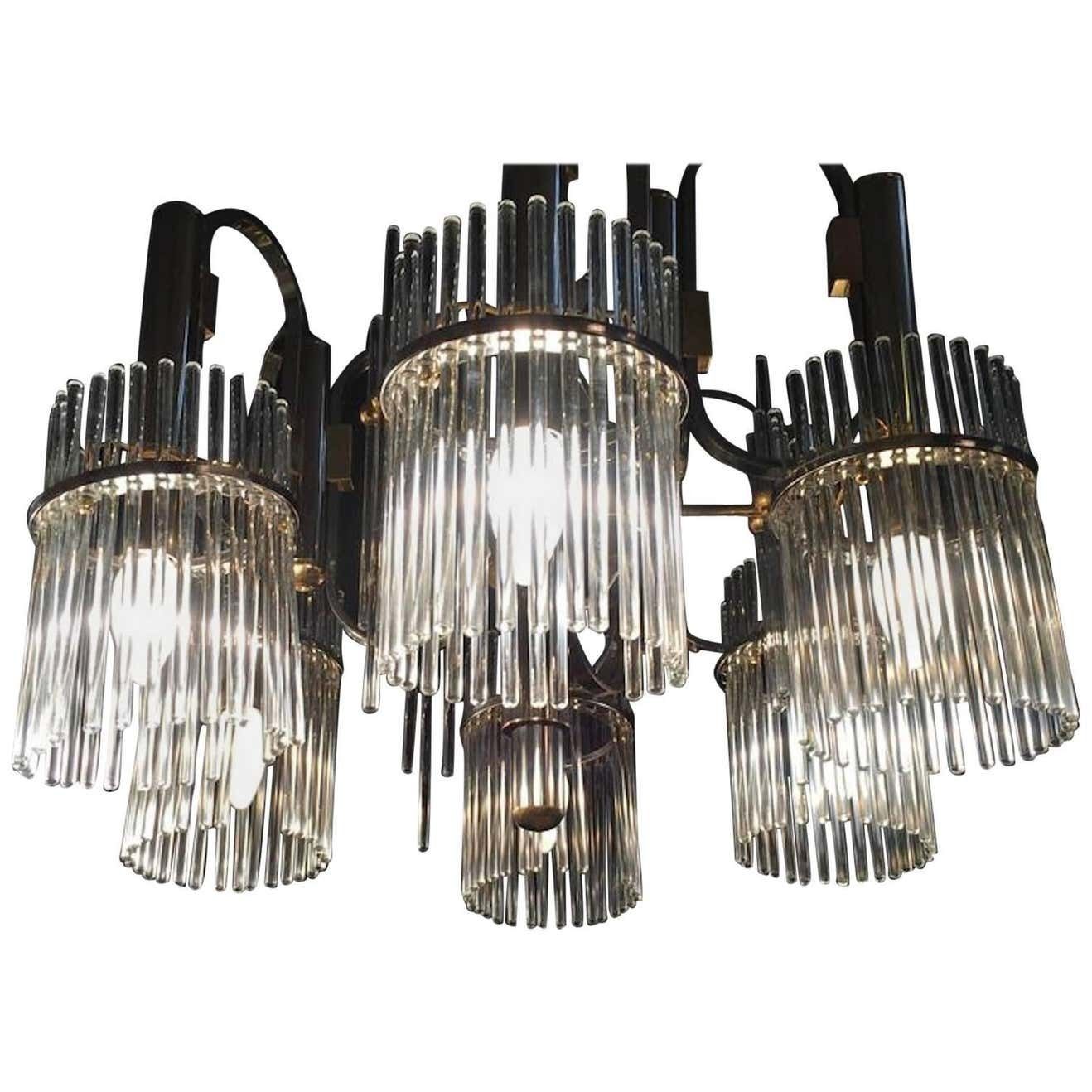 Luxurious Crystal And Brass Chandelier By Gaetano Sciolari, 1970s