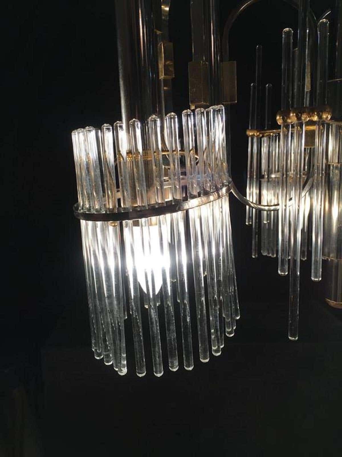 Luxurious Crystal And Brass Chandelier By Gaetano Sciolari, 1970s photo 1884.6