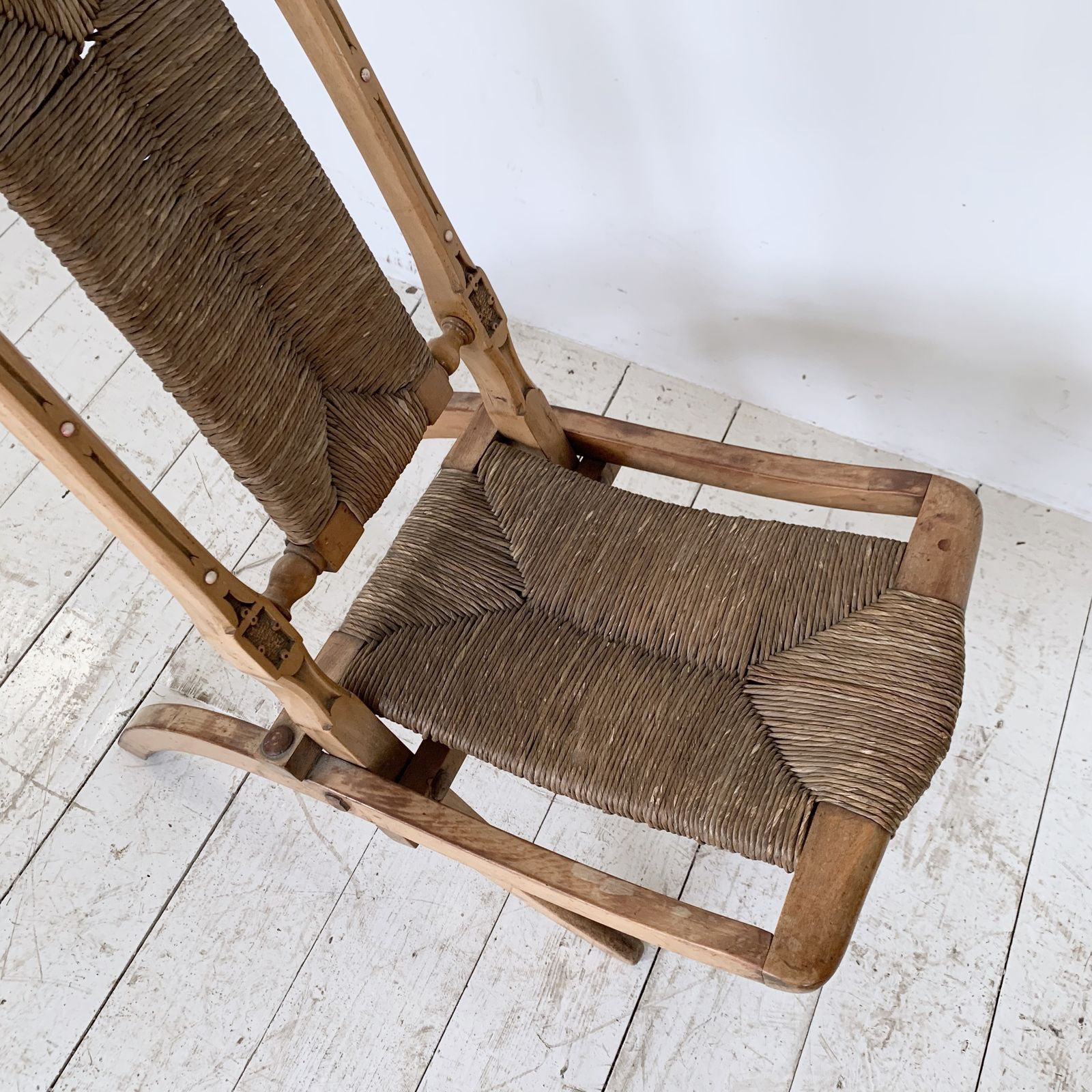 Small Folding Carved Campaign Chair photo vintage