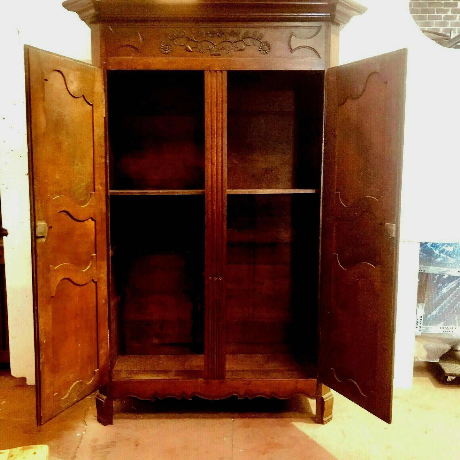 Furniture Louis XIV Cabinet In Carved Oak XVIII Century photo