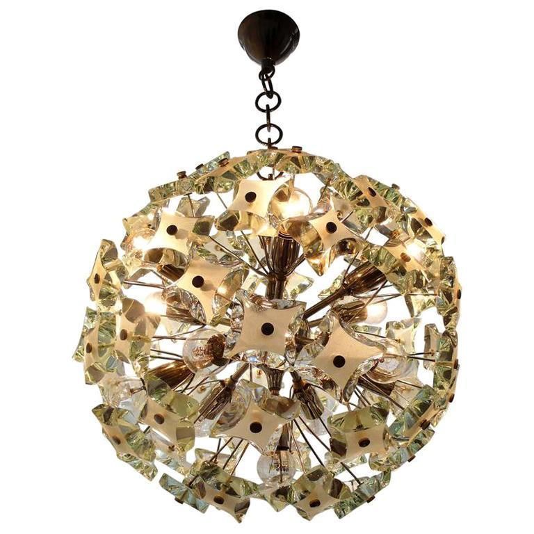 Cut Glass Sputnik In Fontana Arte Style, 1960s