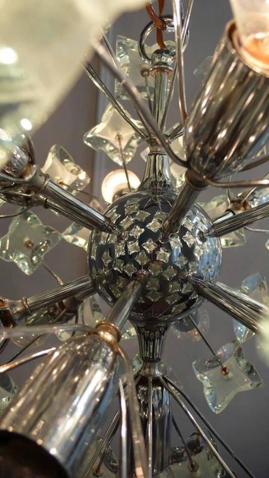 Cut Glass Sputnik In Fontana Arte Style, 1960s photo Lighting