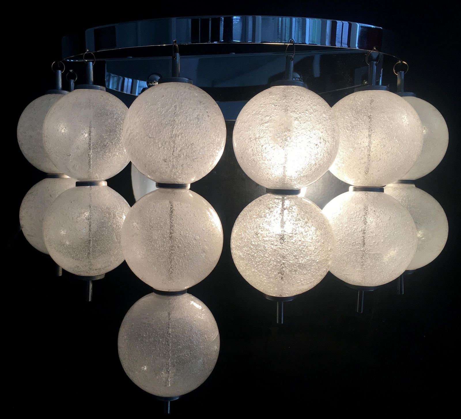 Midcentury Pair Of Sconces With Pulegoso Glass Balls By Mazze, Murano, 1970 photo furniture