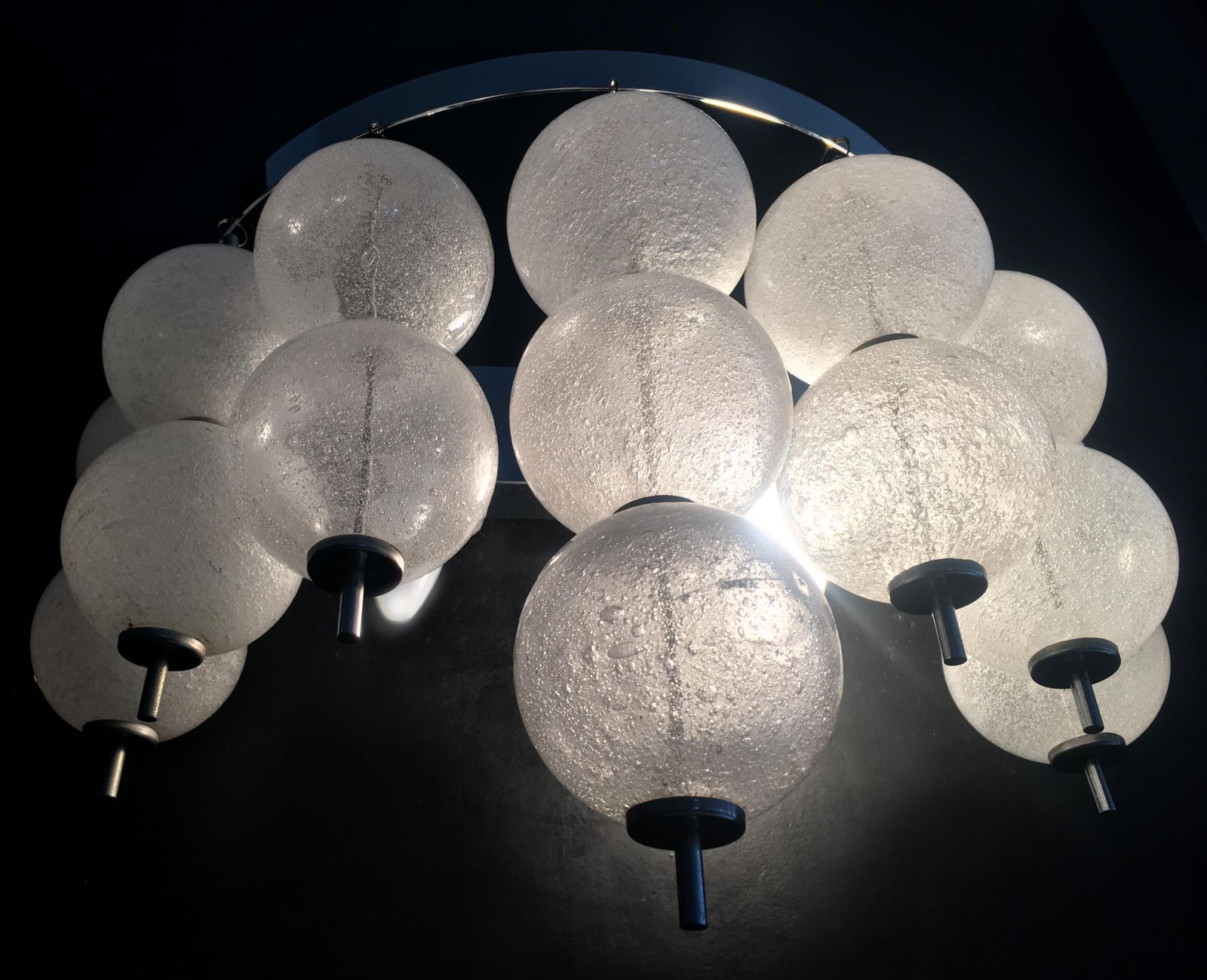 Midcentury Pair Of Sconces With Pulegoso Glass Balls By Mazze, Murano, 1970 photo Lighting