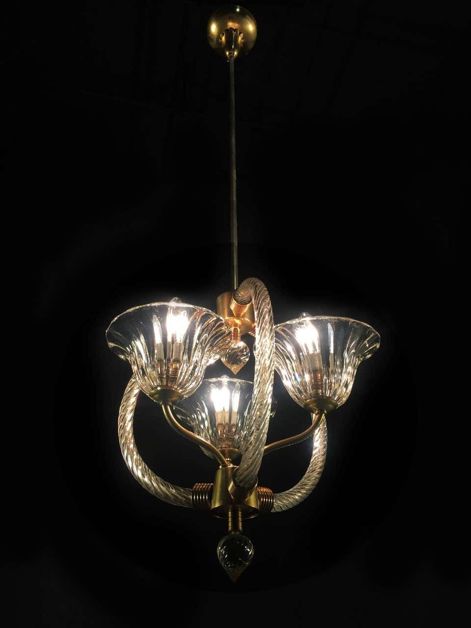 Charming Italian Chandelier By Barovier & Toso, Murano, 1940 photo furniture