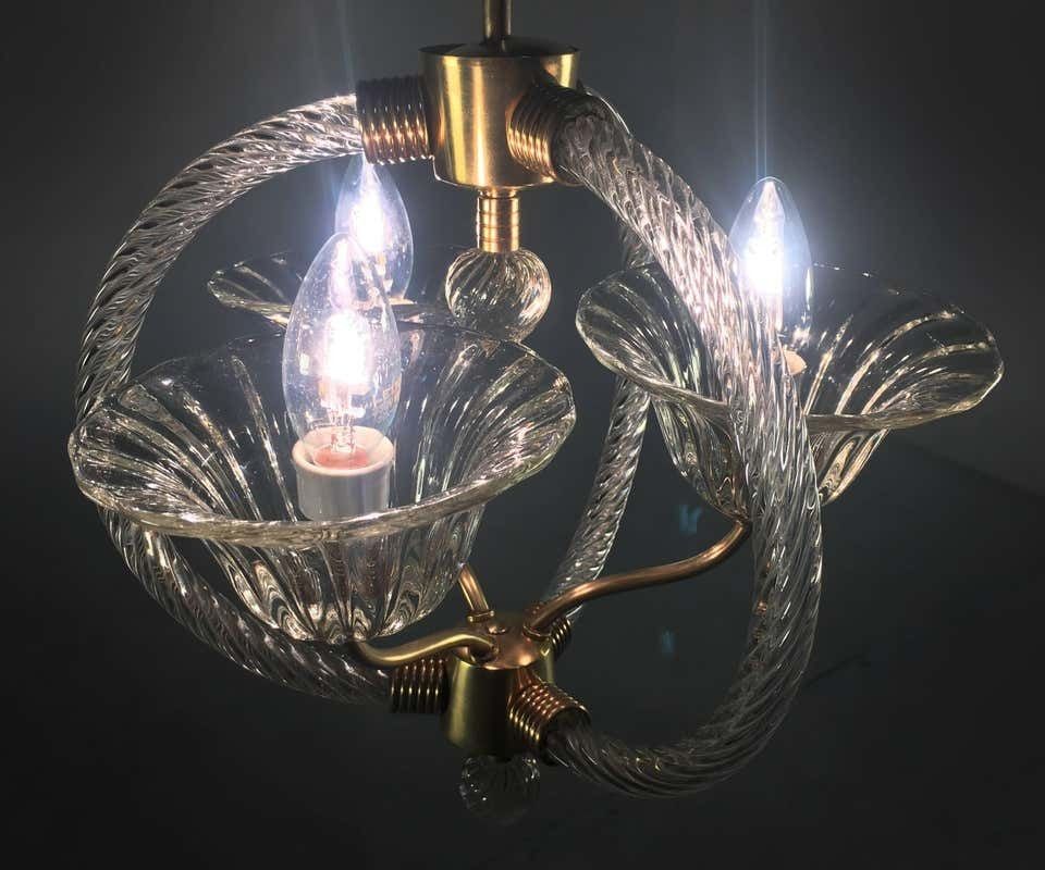 Charming Italian Chandelier By Barovier & Toso, Murano, 1940 photo vintage