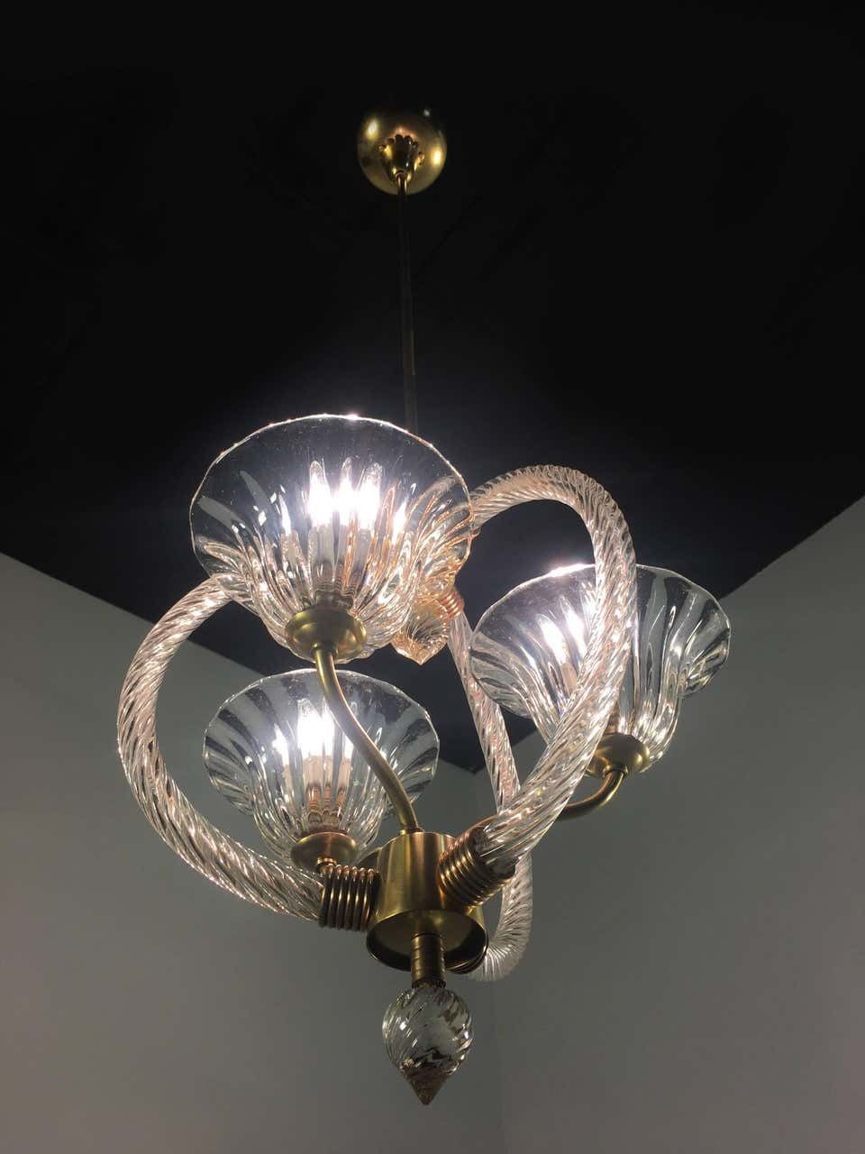 photo furniture Charming Italian Chandelier By Barovier & Toso, Murano, 1940