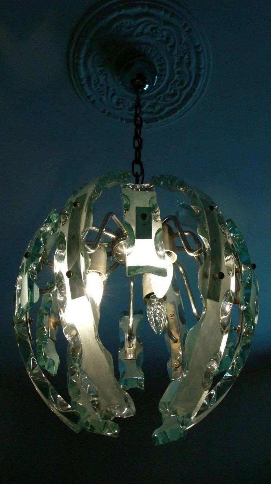 Ovoid Pendant In The Fontana Arte Style, Murano, 1970s photo Lighting