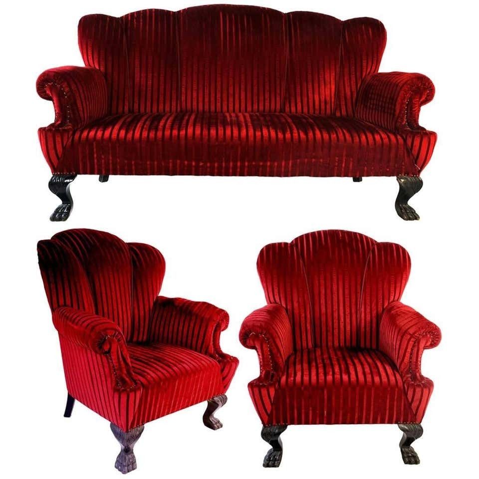 Seating Set Of Baroque Sofa And Two Armchairs, Budapest, 1870s photo furniture