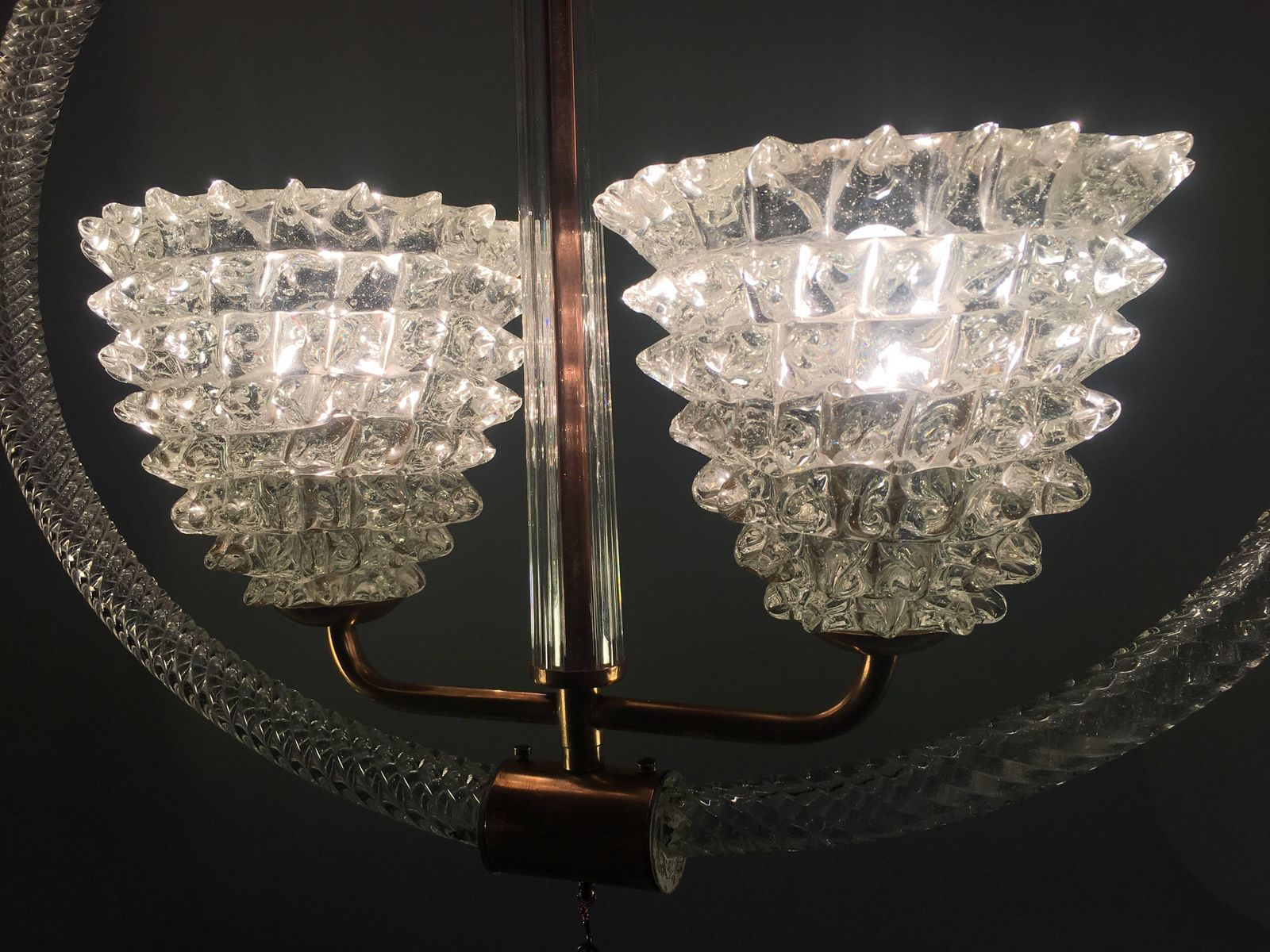 Lighting Charming Italian Chandelier By Ercole Barovier Murano 1940 photo