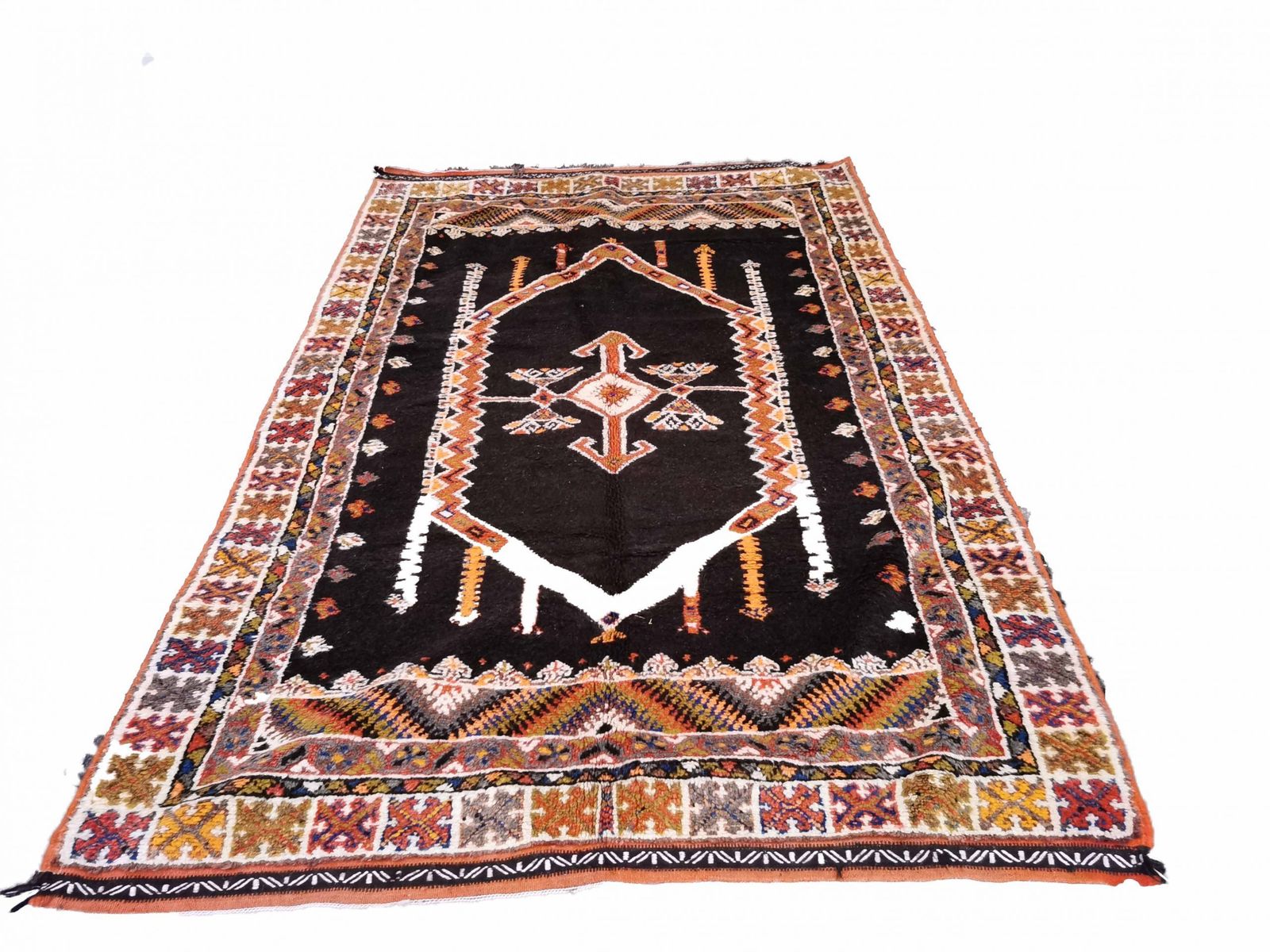 R116// Genuine Traditional Handmade Moroccan Rug. Berber Carpet. Natural Wool And Camel Hair 8.3x5ft photo Textiles