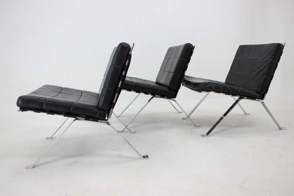photo for sale Set Of 3 Hans Eichenberger, Girsberger Leather Lounge Chairs, Switzerland 1966