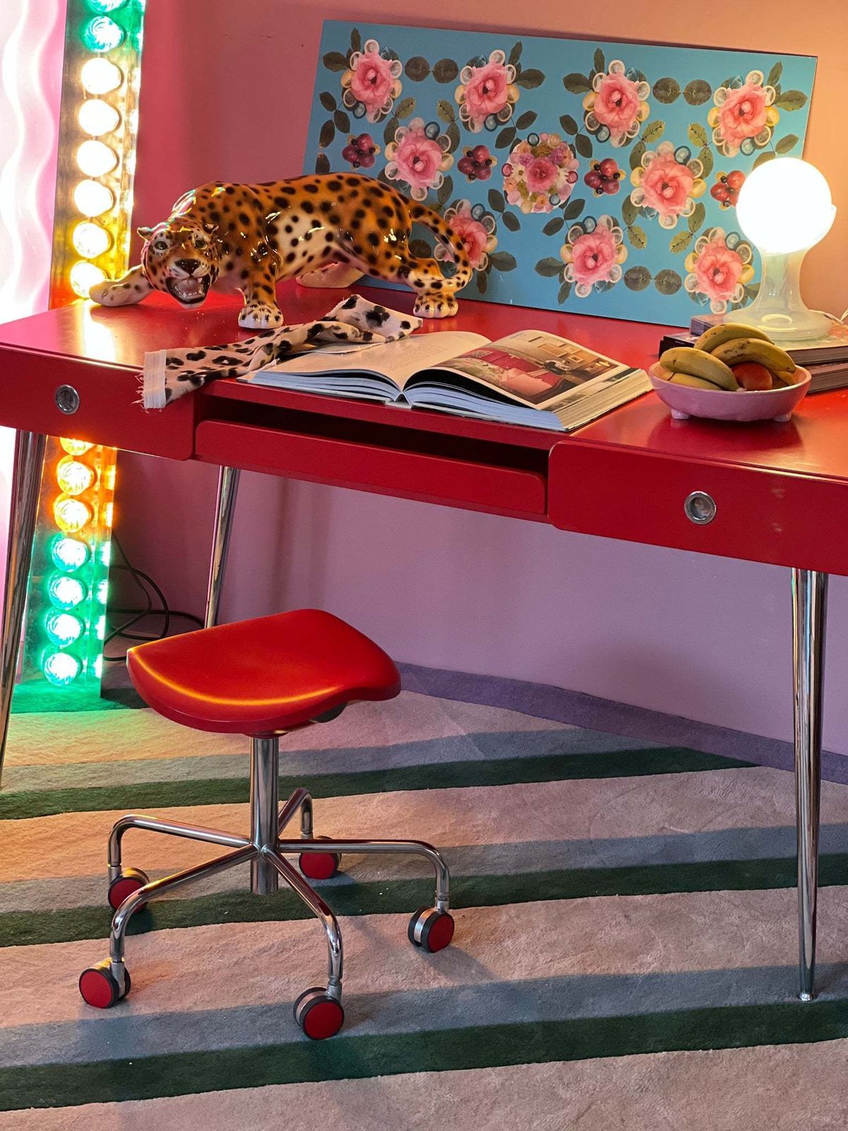 Red Lacquered 1980s Desk By Raul Barbieri photo buy
