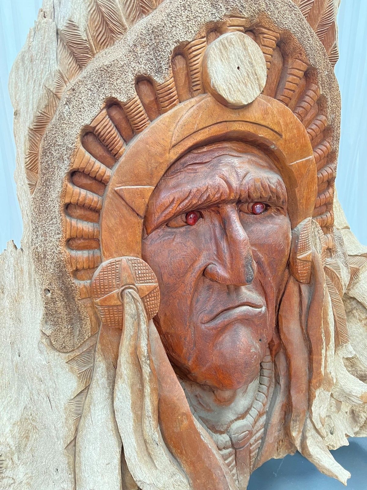Native American Chief, Hand Carved Sculpture photo furniture