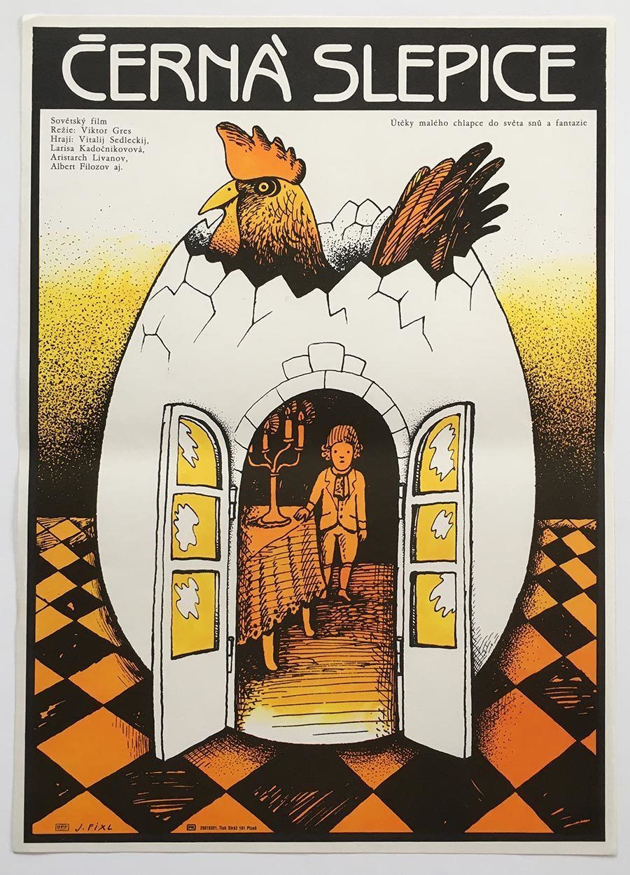Original Film Poster, The Black Hen, Or Living Underground, Jiří Fixl, 1982, Genuine Czech Vintage Print