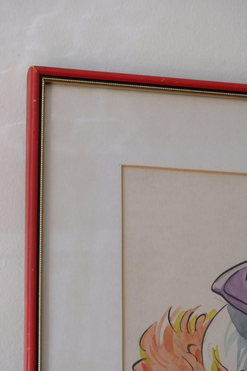 Clown With Rose Inscribed New Orleans Signed By Alexander Fedorsky   Watercolour photo vinterior
