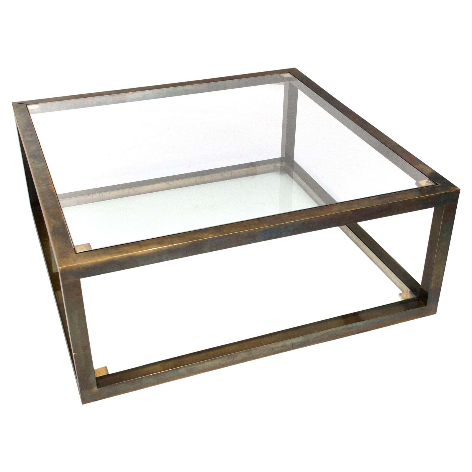 Mid Century Modern Brass Square Center Table France 1960
